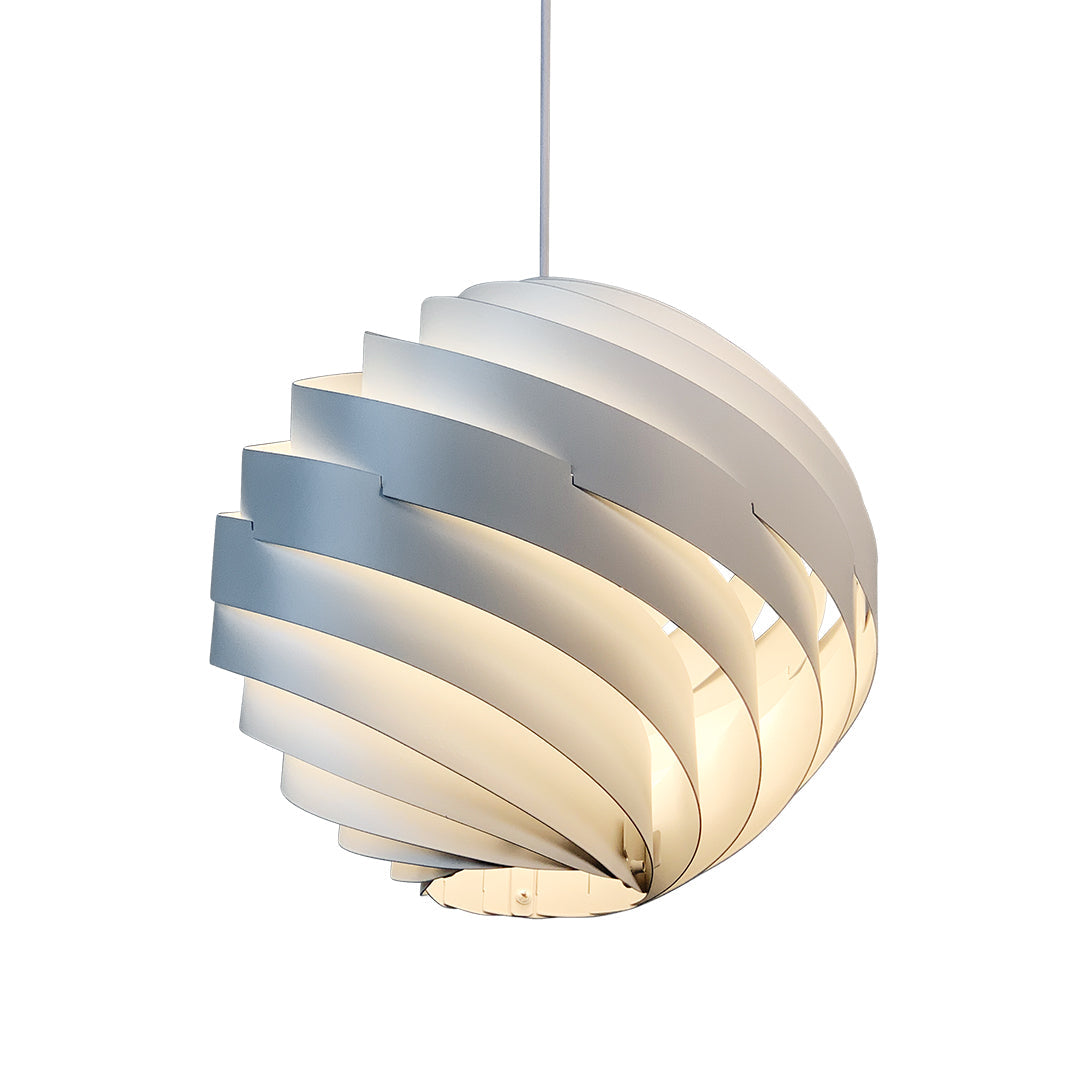 Aureon decorative swirl pendant light, twisted aluminium ceiling light in a modern interior