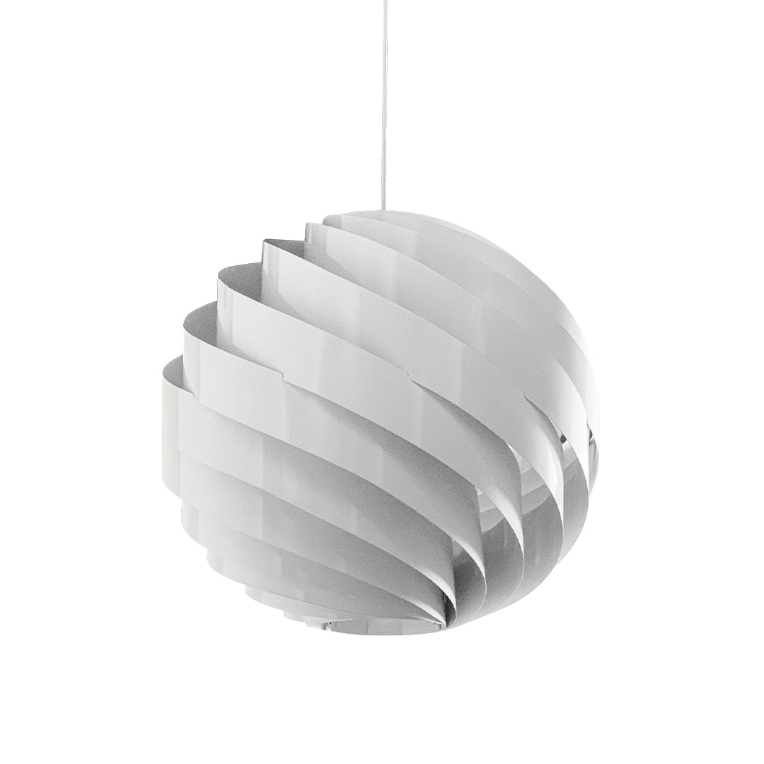 Aureon unique spiral aluminium pendant light in a contemporary home interior