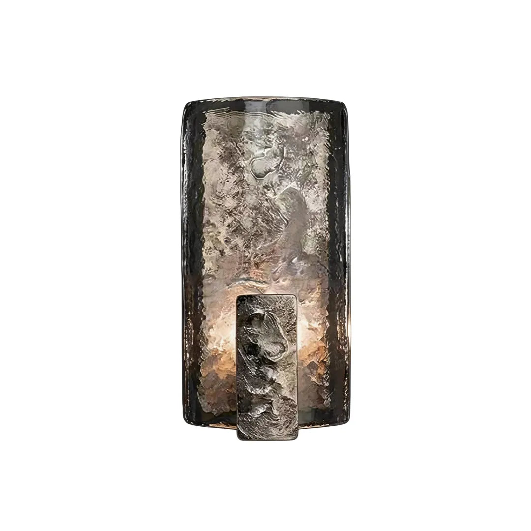 Niva glass wall sconce close-up showing curved translucent glass shade and textured inner surface