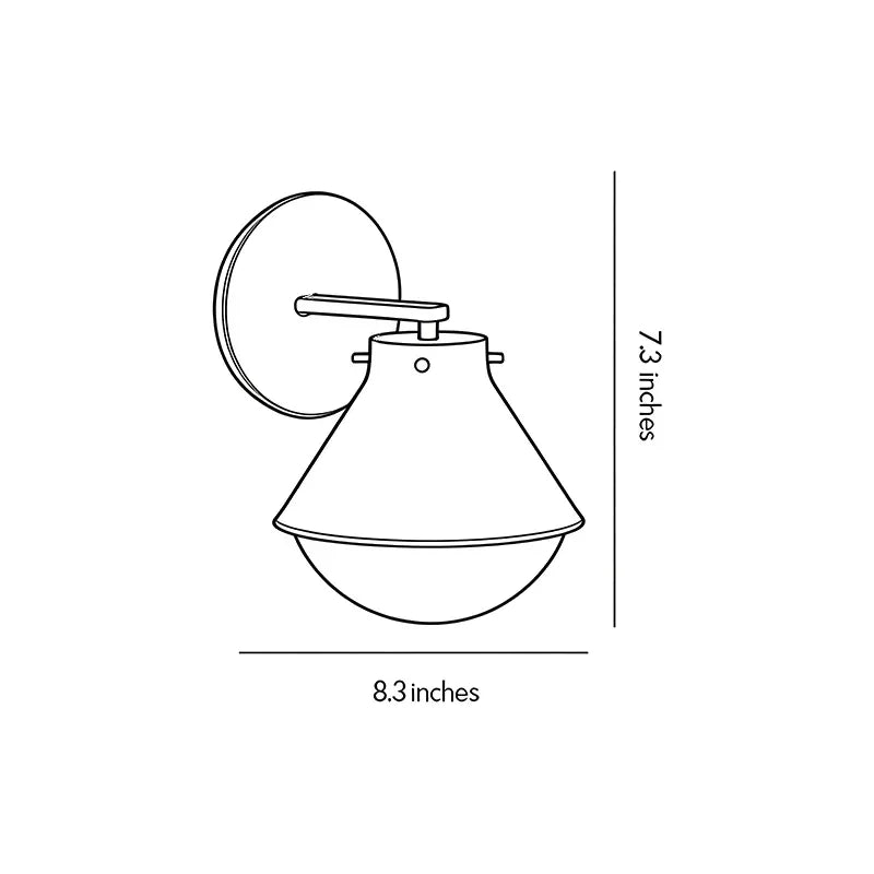 Dimension diagram for the Niva metal wall sconce showing width, depth, and height measurements