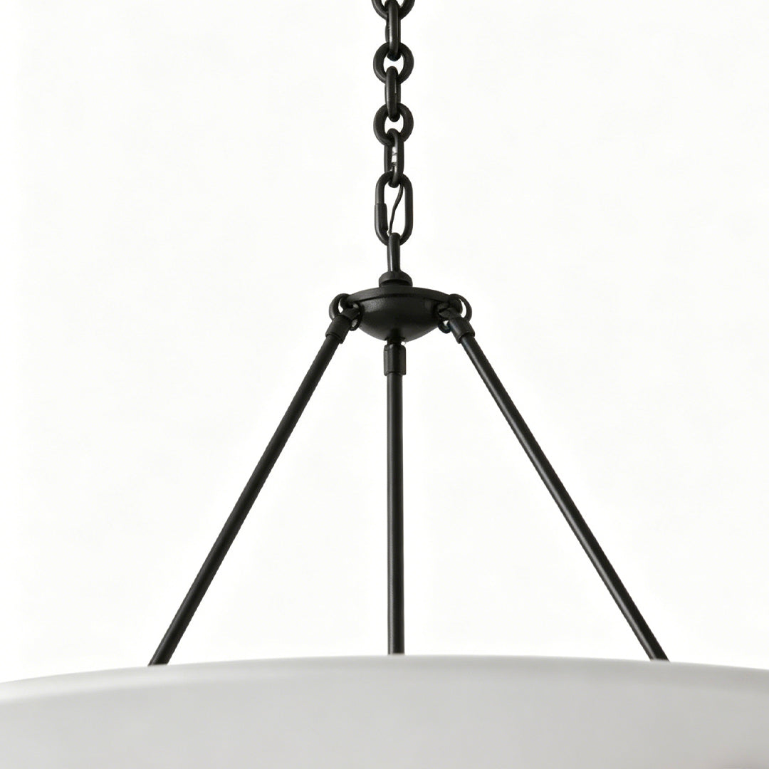 Auréline chandelier in black frame finish against a neutral interior