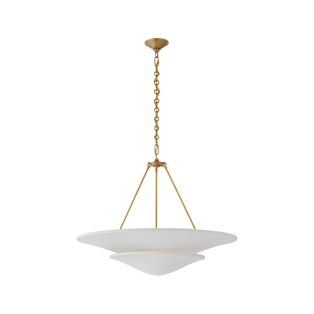 Auréline white plaster chandelier in gold frame finish, overhead view